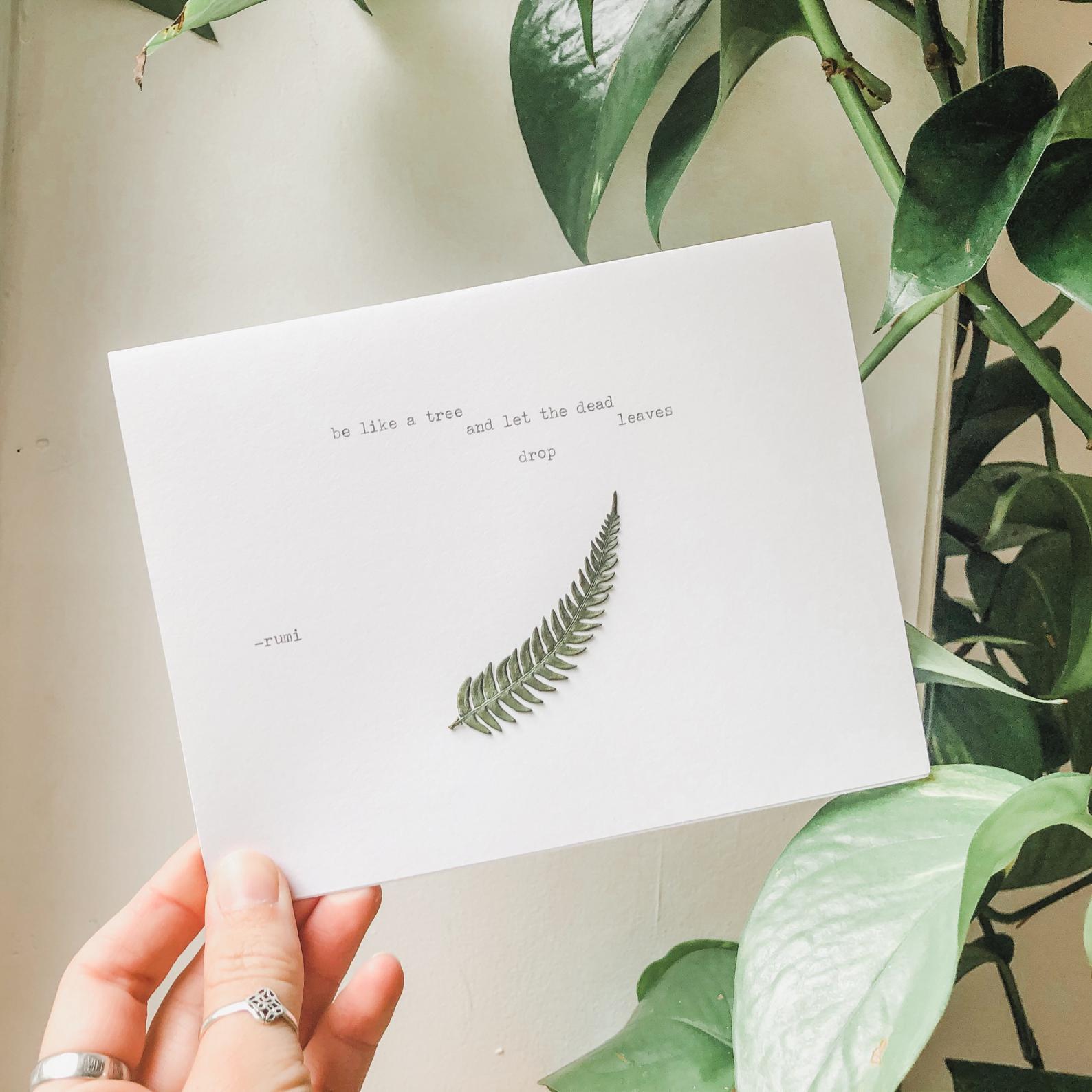 be like a tree and let the dead leaves drop greeting card