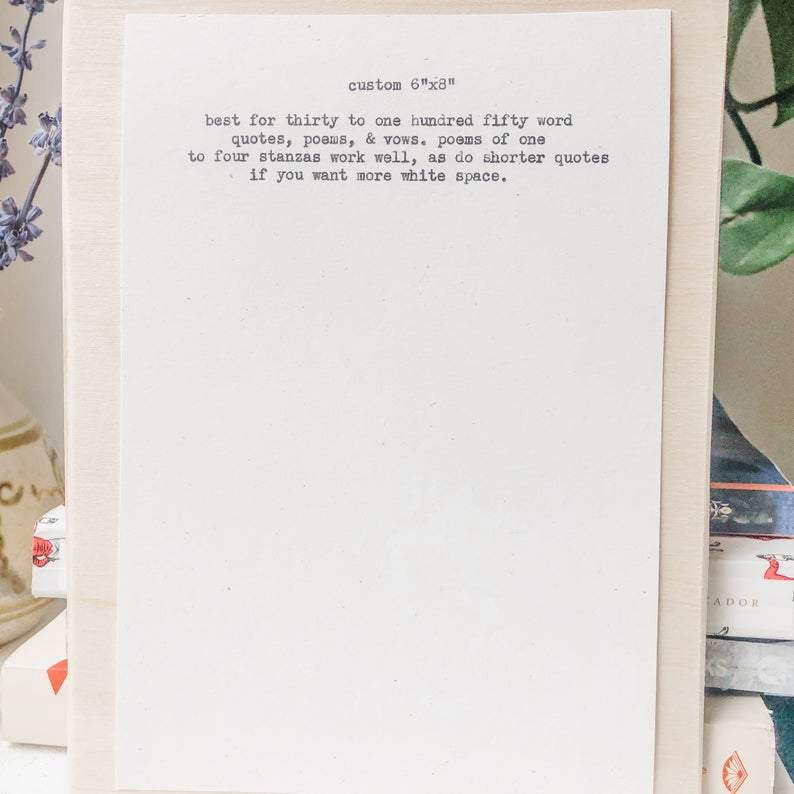 custom poem (mounted with flower): 6x8