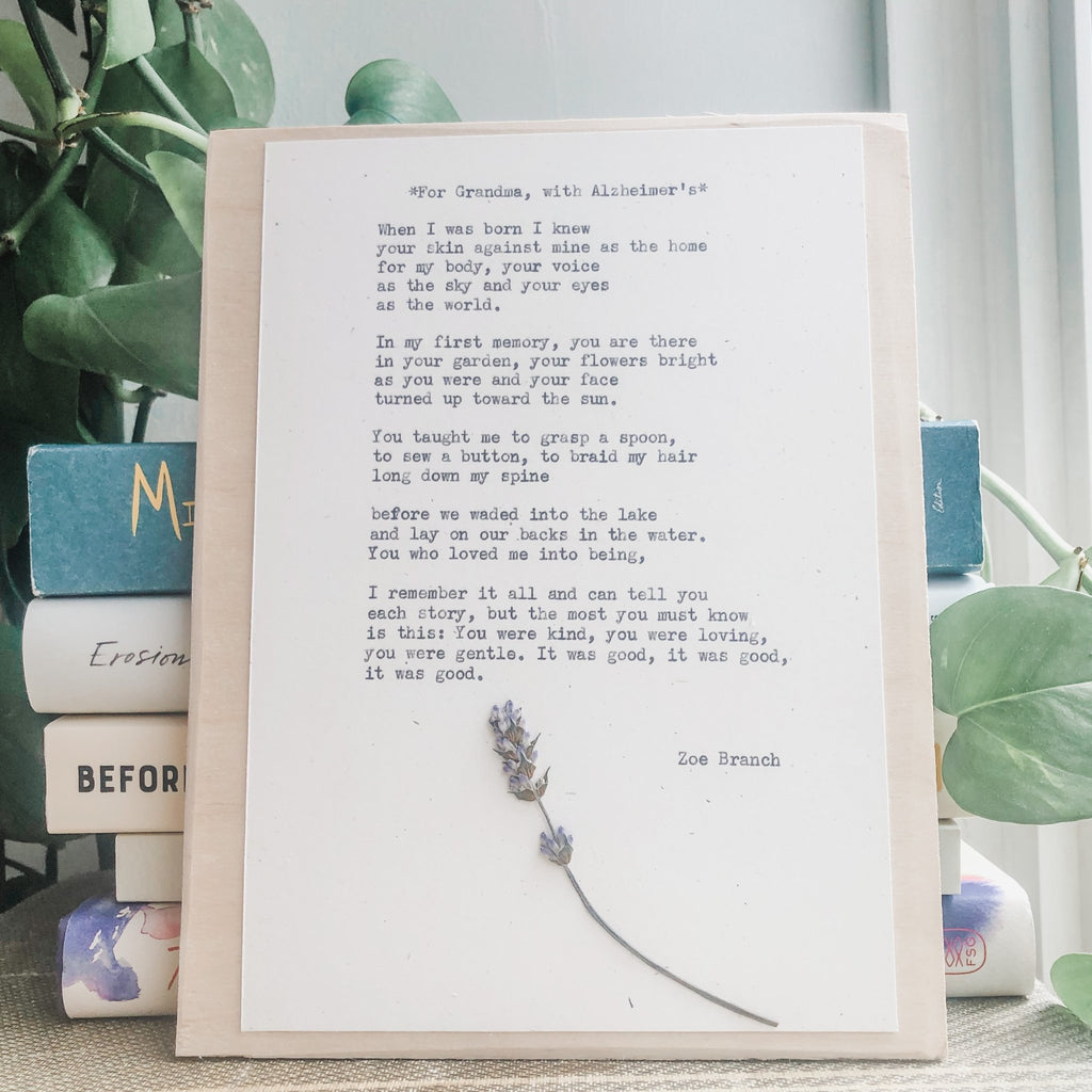 zoe branch, for grandma with alzheimer's