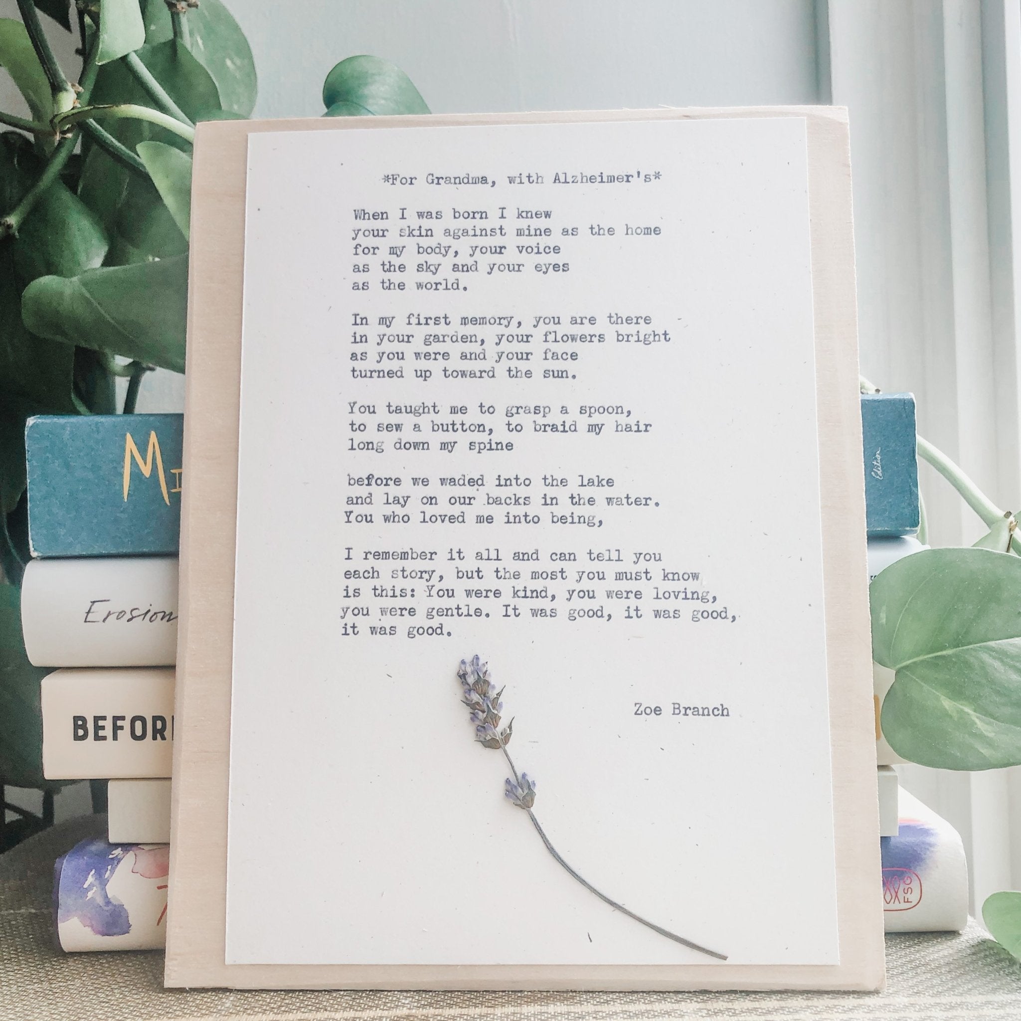 zoe branch, for grandma with alzheimer's